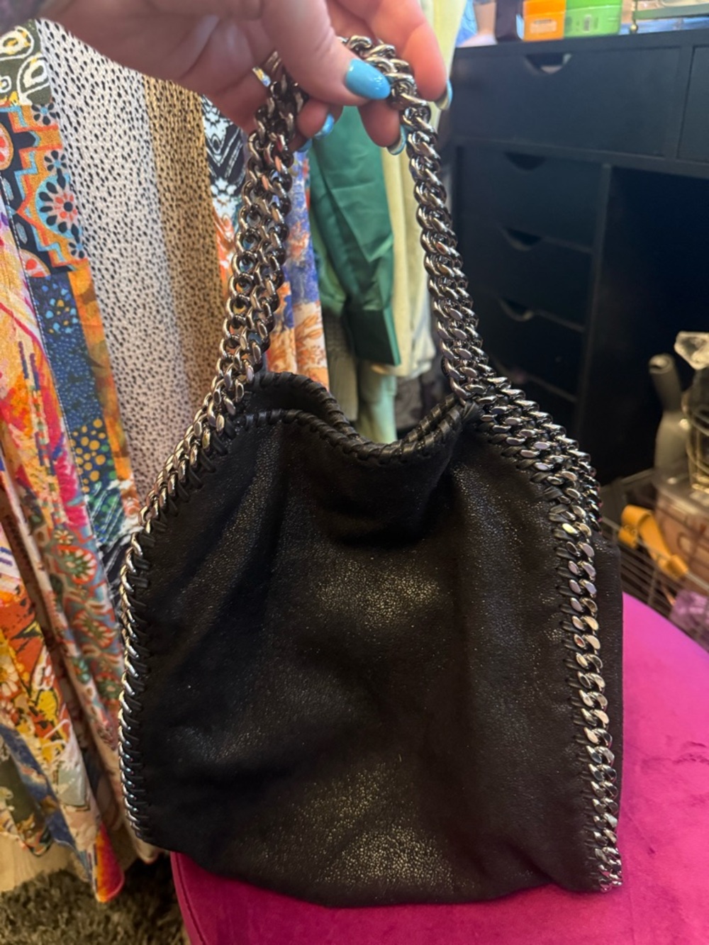 Stella McCartney Black Chain-Trim Crossbody Bag - Picture 3 of 7